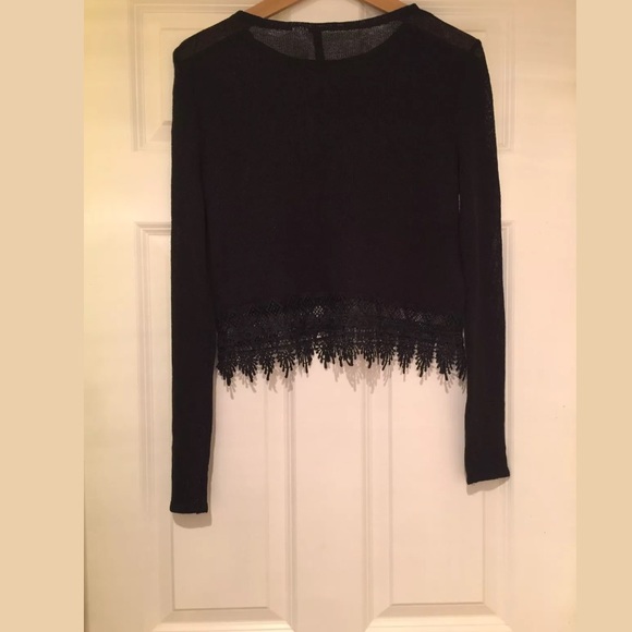 H&M Black Sweater. Lace Trim. See through Size XS - Picture 3 of 6